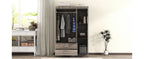 3-Door Wardrobe with 2 Drawers, Wood Grain Effect in Gray(OLD SKU:LP006001) - Grand Goldman Shop