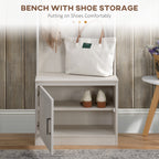 HOMCOM Rustic Hall Tree with Shoe Storage Bench, Entryway Bench with Coat Rack, Accent Coat Tree with Storage Shelves for Hallway, Mudroom, White Wood Grain - Grand Goldman Shop