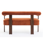 Round armrest loveseat(Dark orange+Brown) - Grand Goldman Shop
