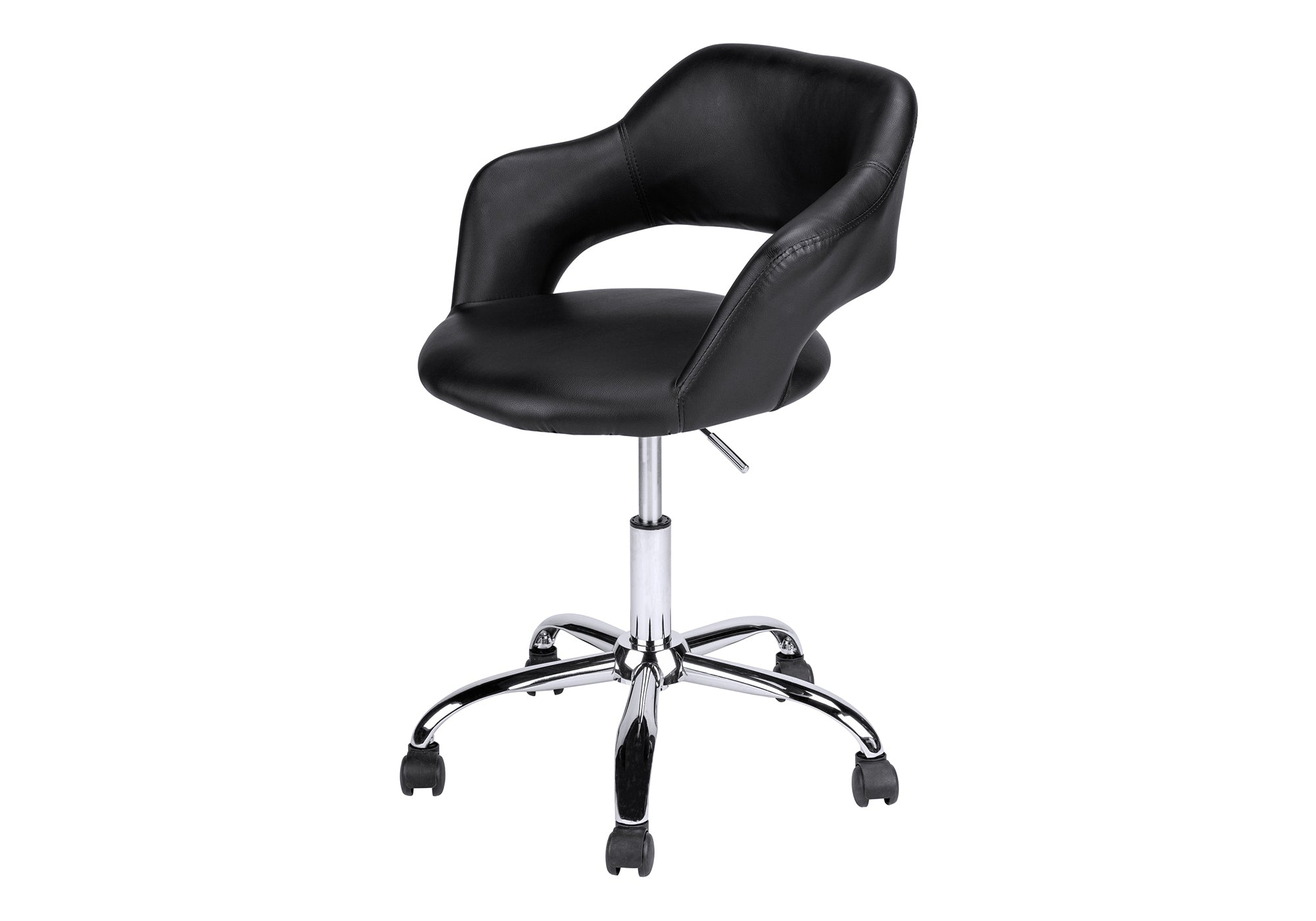 Office Chair, Adjustable Height, Swivel, Ergonomic, Armrests, Computer Desk, Work, Black Leather Look, Chrome Metal, Contempo