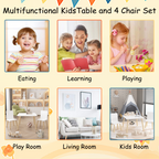 White Wooden Kids Table and 2 Chairs Set, 3-Piece Toddler Activity Play Table with Solid Wood & MDF Construction, Compact Siz