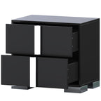 Elegant Nightstand with Metal Foot, Mirrored Bedside Table with 2 Drawers for Bedroom, Living Room, Black - Grand Goldman Shop