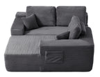 104' Cloud Sectional Sofa with L-Shape Chaise and Side Pockets , Modern Modular Design, Deep Seating, Upholstered Couch for Living Room/Bedroom, No Assembly Required (Plush Fabric), Grey,Right - Grand Goldman Shop