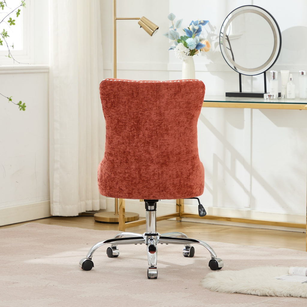 A&A Furniture Office Chair,Modern Chenille Upholstered Tufted Button Home Office Chair with Chrome Metal Base,Adjustable Desk