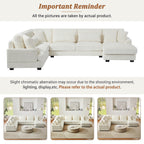 Modern Oversized U-shaped Sectional Sofa with Chaise Lounge in Beige Corduroy, 129' - Grand Goldman Shop