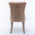 Nikki Collection Modern, High-end Tufted Solid Wood Contemporary Velvet Upholstered Dining Chair with Wood Legs Nailhead Trim 2-Pcs Set, Khaki, SW2001KK - Grand Goldman Shop