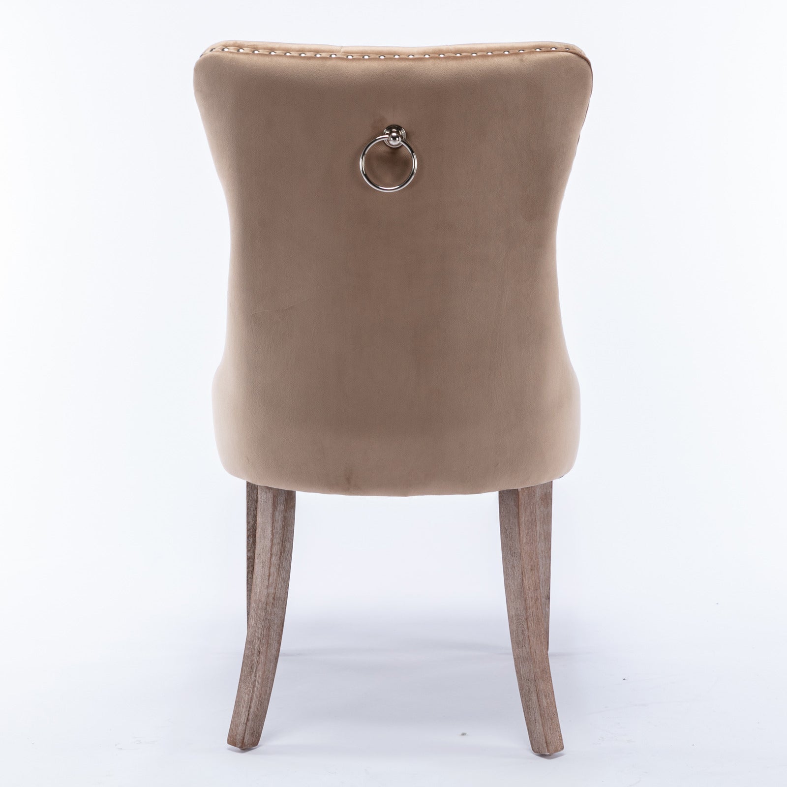 Nikki Collection Modern, High-end Tufted Solid Wood Contemporary Velvet Upholstered Dining Chair with Wood Legs Nailhead Trim 2-Pcs Set, Khaki, SW2001KK - Grand Goldman Shop