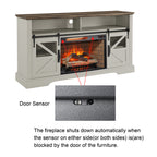 60 Inch Electric Fireplace  Entertainment Center With Door Sensor-Jasmine white color - Grand Goldman Shop