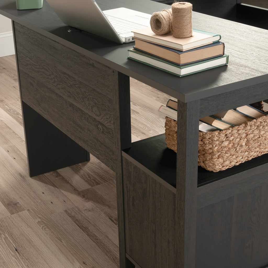 Traditional L-Shaped Desk with File Drawer, Black finish | Premium Home Decor - Grand Goldman