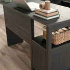 Traditional L-Shaped Desk with File Drawer, Black finish | Premium Home Decor - Grand Goldman
