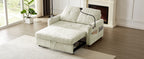 Modern 53.9' Loveseat Pull-out Sofa Bed with Adjustable Backrest, Cup Holders, Charging Ports & Side Storage in Beige Chenille - Grand Goldman Shop
