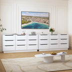 9 Drawer Dresser for Bedroom with Deep Drawers, Large Floor Wood Dressers & Chest of Drawers , Modern White Long Dressers for Closet Living Room - Grand Goldman Shop