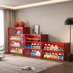 Red Glass Door Shoe Box Shoe Storage Cabinet For Sneakers With RGB Led Light - Grand Goldman Shop