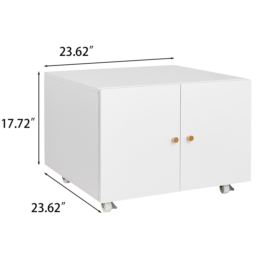 White Steel 2-Door Copier Cabinet with Mobile Pedestal and Printer Stand | Premium Home Decor - Grand Goldman