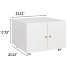 White Steel 2-Door Copier Cabinet with Mobile Pedestal and Printer Stand | Premium Home Decor - Grand Goldman