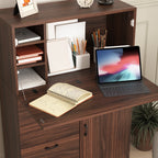 Desk Cabinet, with Storage Drawer & Shelves, Fold-up Desktop, Ideal for Home, Office, Kitchen storage organizer, Dormitory, Small Spaces W31.49'xD13.78'xH47.2' - Grand Goldman Shop