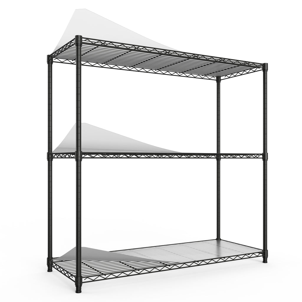 3 Tier Wire Shelving Unit, 1050 LBS NSF Height Adjustable Metal Garage Storage Shelves, Heavy Duty Storage Wire Rack Metal Shelves - Black - Grand Goldman Shop