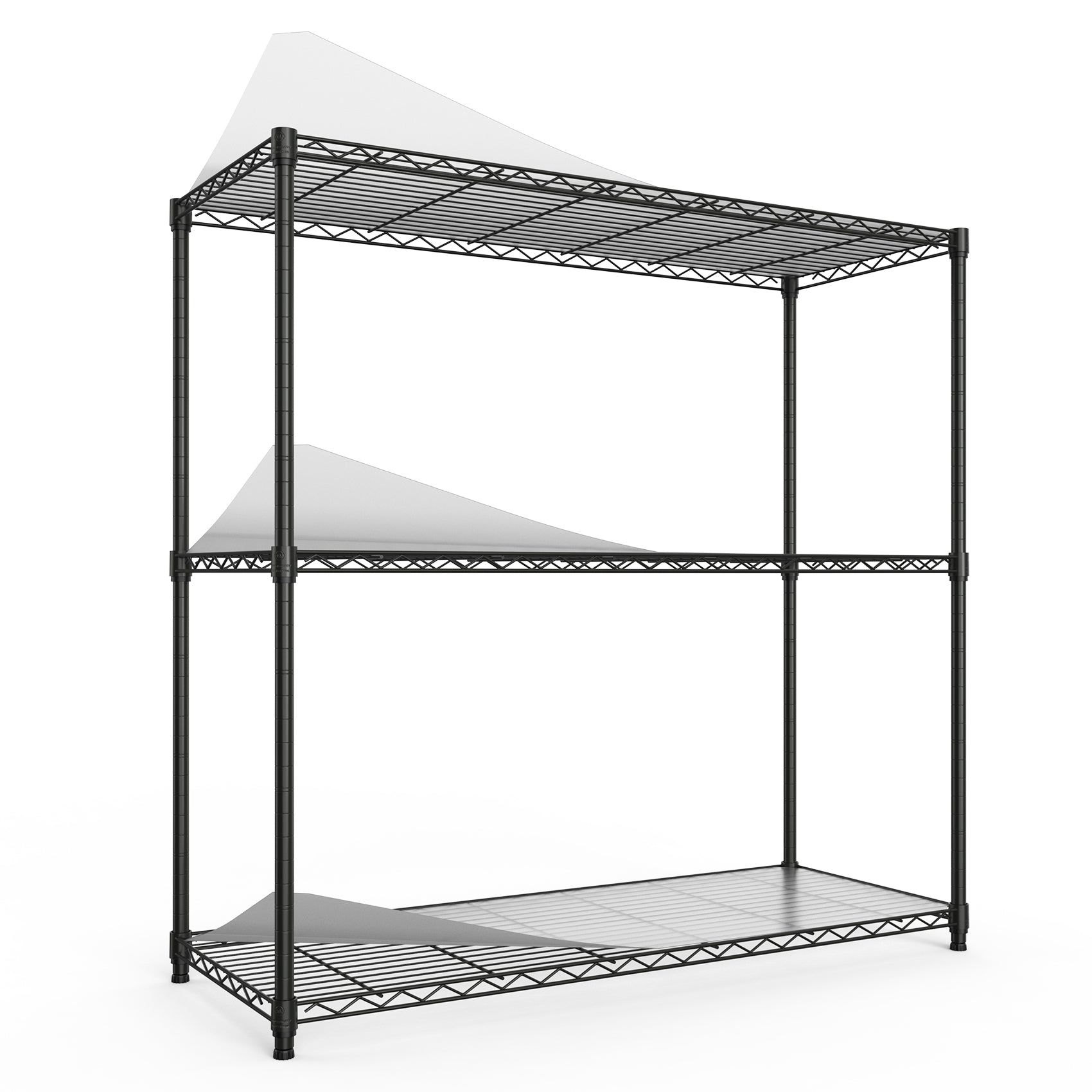 3 Tier Wire Shelving Unit, 1050 LBS NSF Height Adjustable Metal Garage Storage Shelves, Heavy Duty Storage Wire Rack Metal Shelves - Black - Grand Goldman Shop