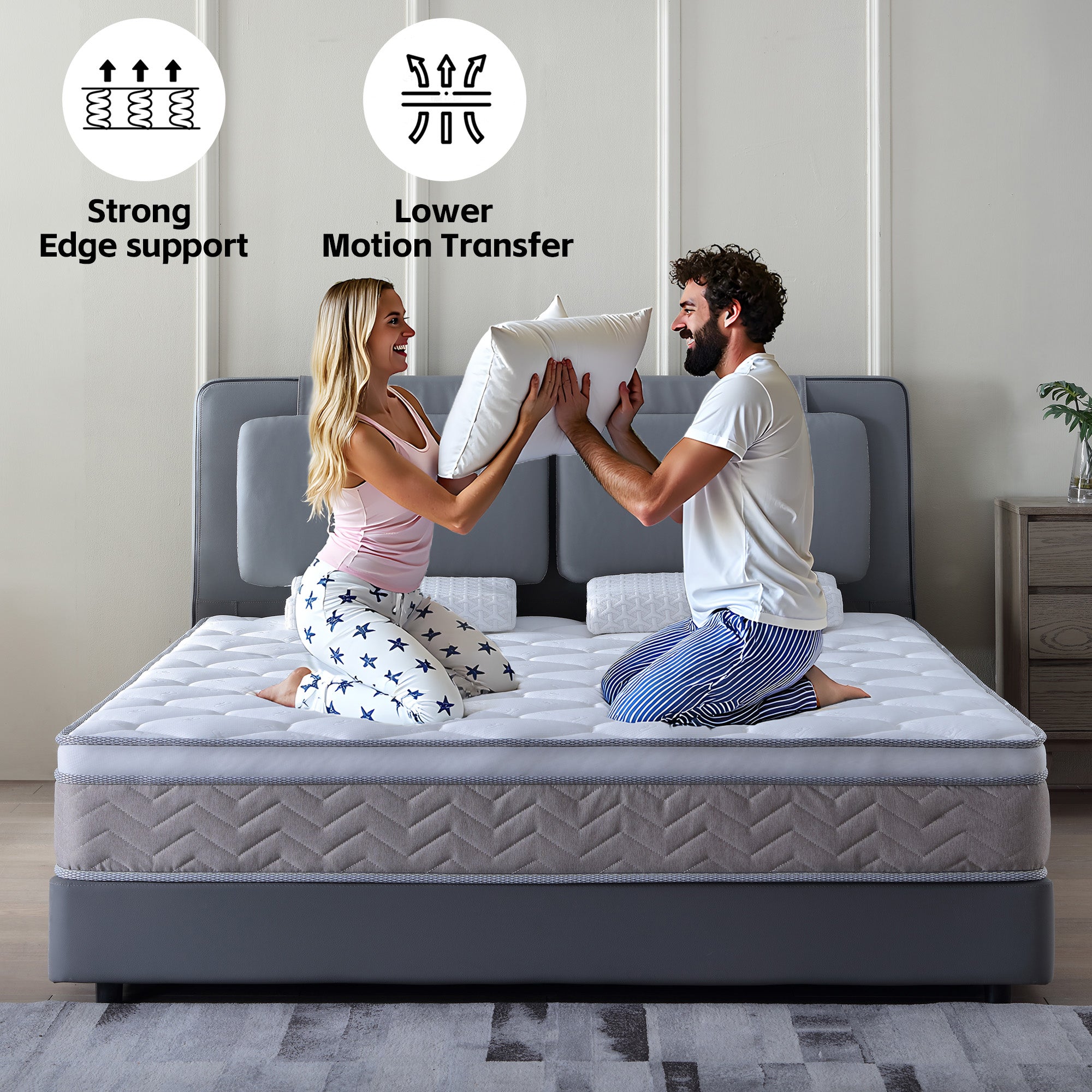 12 inch Hybrid Mattress in a Box,Individual Pocket coil, Medium Firm, Memory Foam Mattress - Grand Goldman Shop