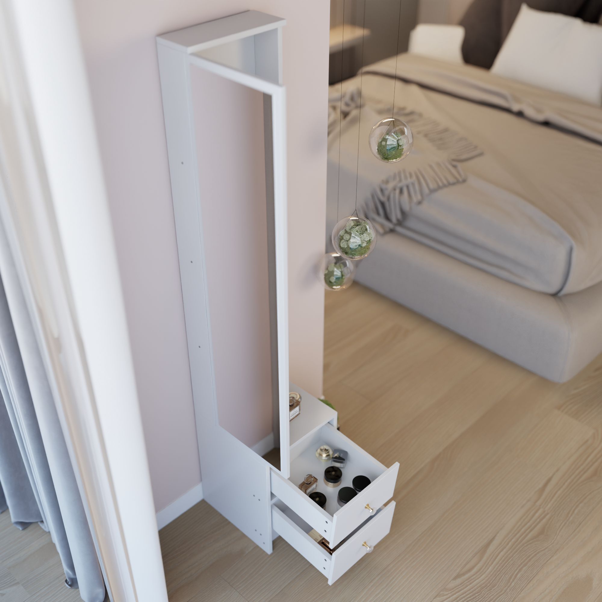 Simple Stylish Dressing Mirror Cabinet, Cosmetic Organizer Cabinet, Jewelry Cabinet, Extra Large Full Body Mirror, Multi Layer High Capacity Storage, 11.8' x 15.7' x 63', EPA, GCC, UL Certificate - Grand Goldman Shop