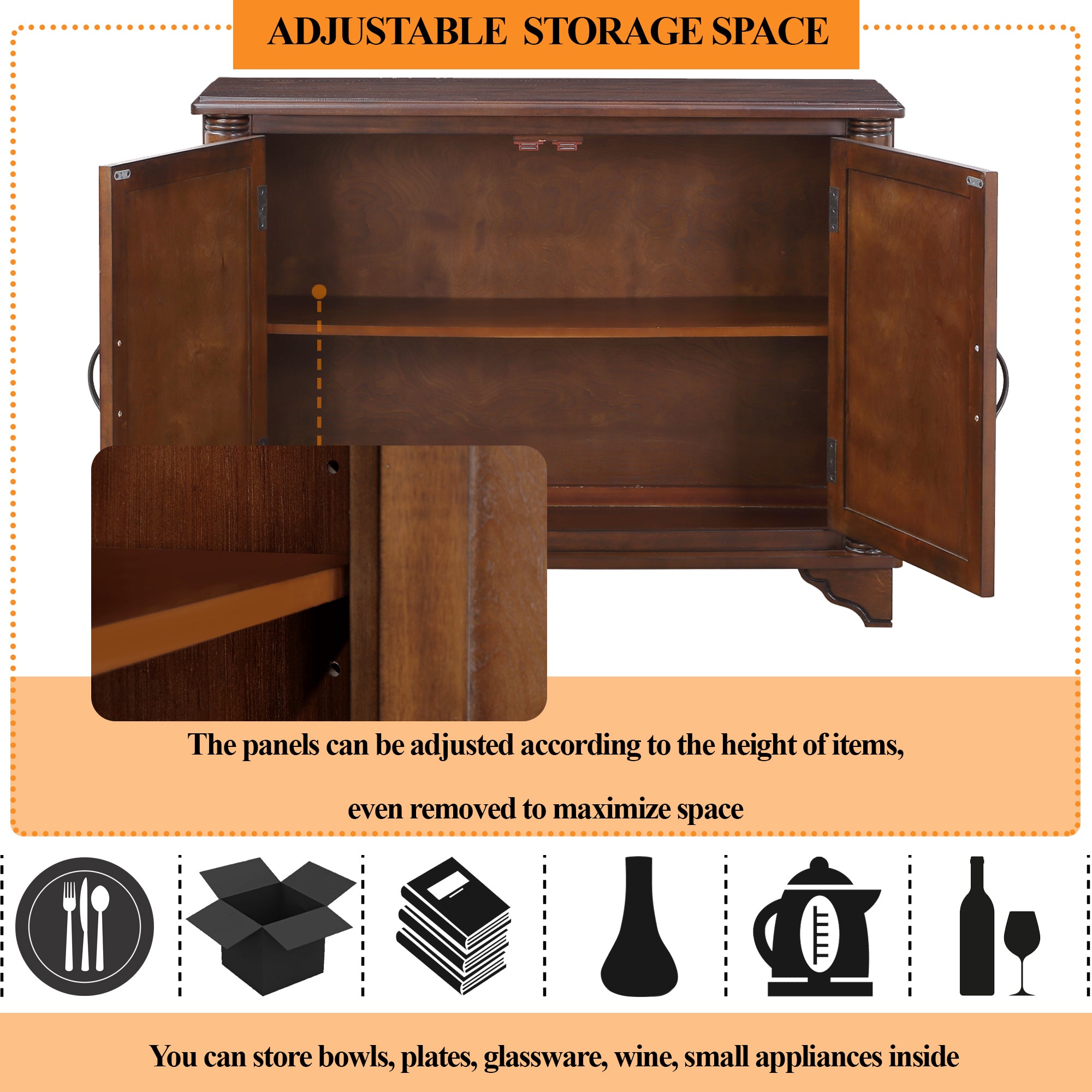 40'  Console Table with Storage Shelf, Retro Entryway Table with Adjustable Storage Shelf, Sofa Couch Table for Hallway, Entry Way, Living Room, Foyer, Light Espresso - Grand Goldman Shop