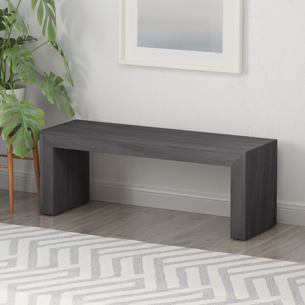 Acacia Wood Dining Bench, Black - Grand Goldman Shop