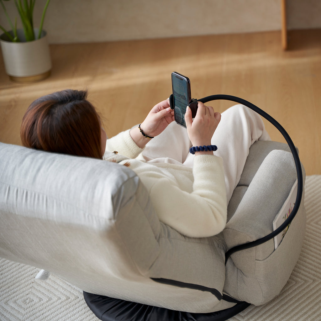 Adjustable Greay Swivel Lounge Chair with 360-Degree Rotating Seat and Headrest Support, Leisure Chair Deck Chair - Game Chair for Living Room - Grand Goldman Shop