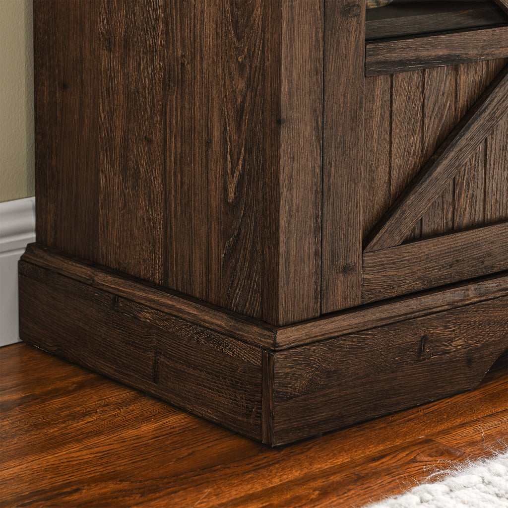 60 Inch Electric Fireplace  Entertainment Center With Door Sensor-Reclaimed Barnwood Color - Grand Goldman Shop