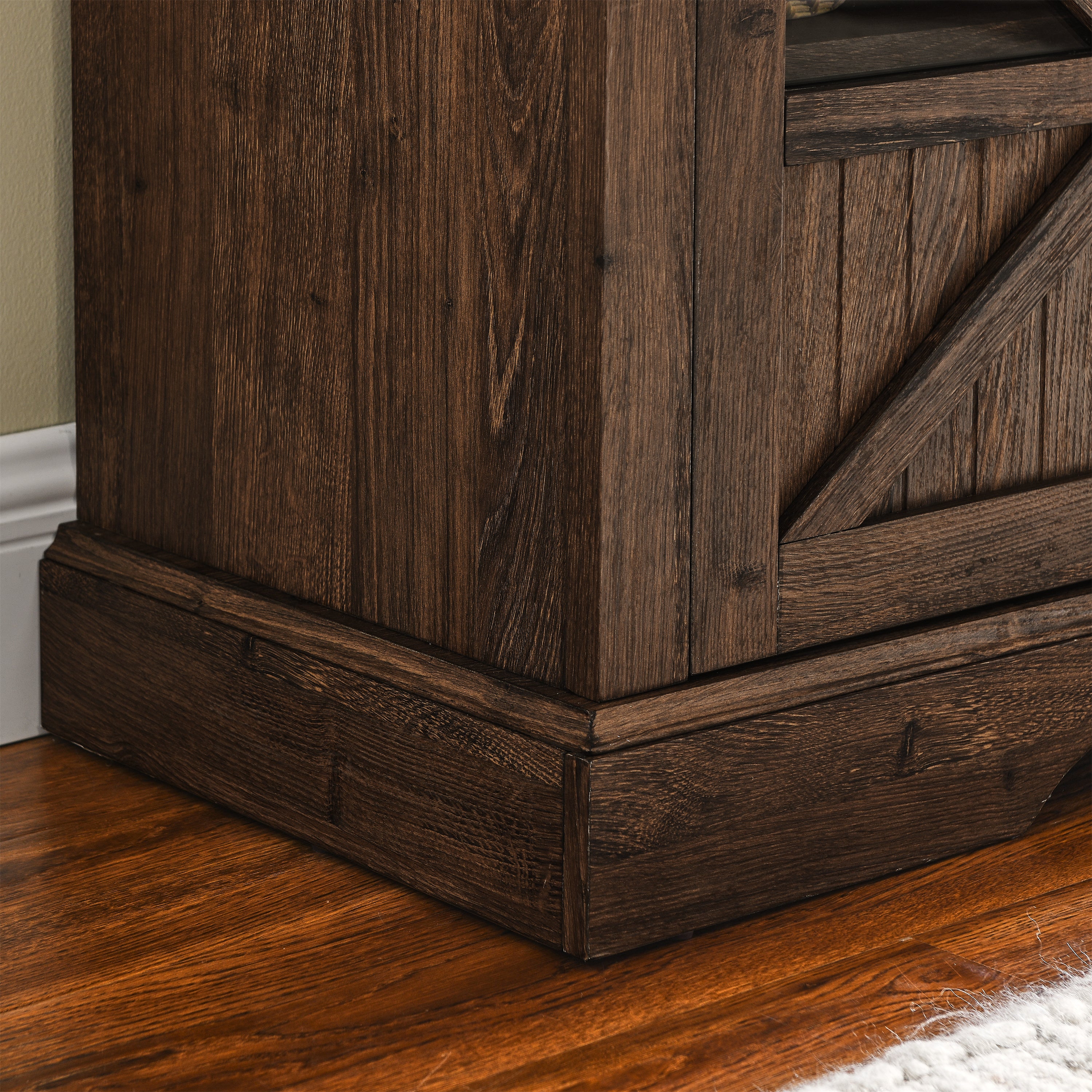 60 Inch Electric Fireplace  Entertainment Center With Door Sensor-Reclaimed Barnwood Color - Grand Goldman Shop
