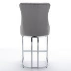 26' Counter Height Bar Stools Set of 2, Modern Velvet Barstools with Button Back&Rivet Trim Upholstered Kitchen Island Chairs with Sturdy Chromed Metal Base Legs Farmhouse Bar Stools, (Gray,2 Pack) - Grand Goldman Shop