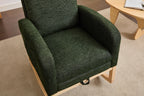 Modern Accent Rocking Chair Rocking Chair with Solid Wood Legs, Upholstered Nursery Glider Rocker, Comfy Armchair with Side Pocket, Living Room Lounge Arm Chair with High Backrest fabric - Grand Goldman Shop