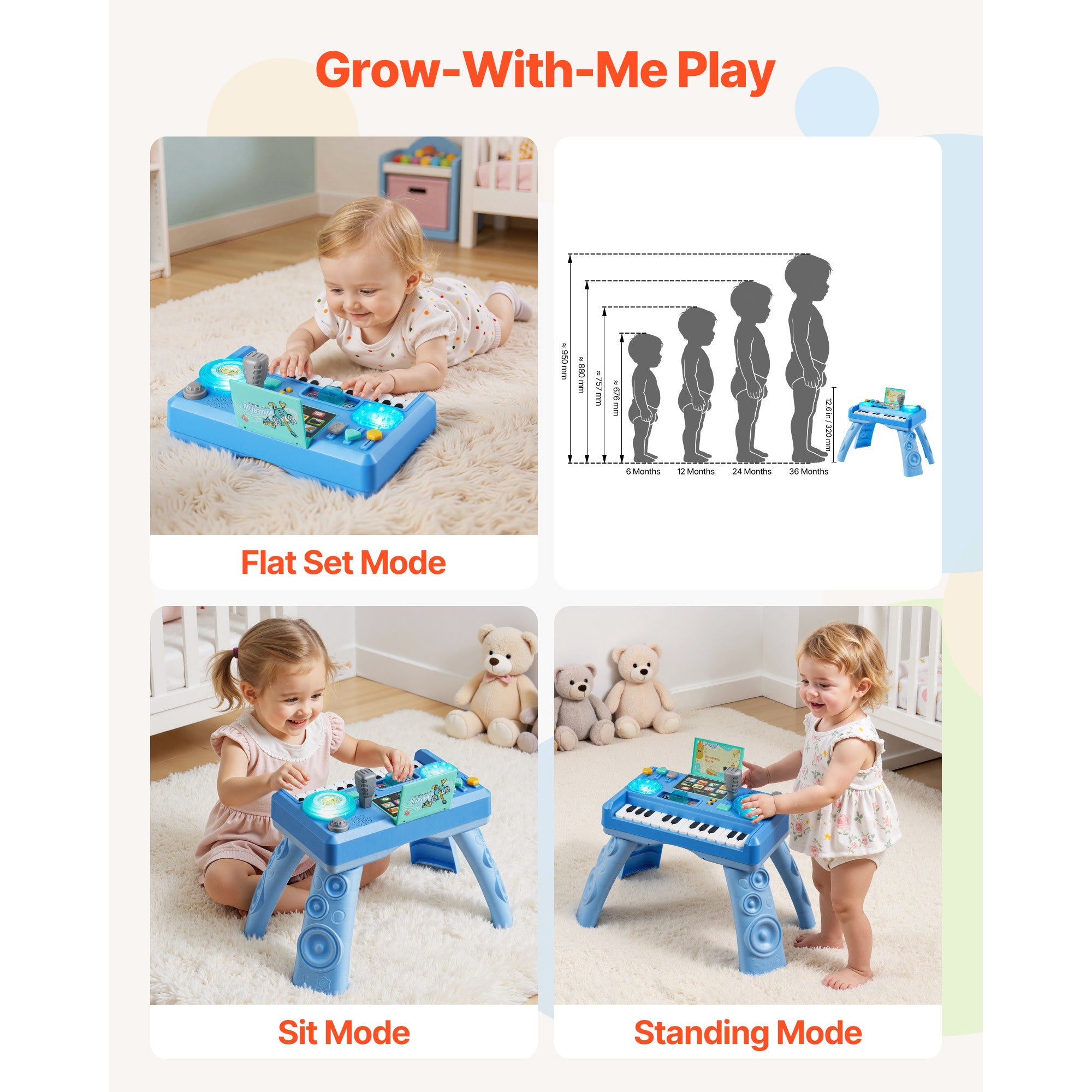 Baby DJ Playset for Toddlers 1-3, Educational Musical Table Toys with 133 Sound Sources, Recording and LED DJ Turntable, Baby