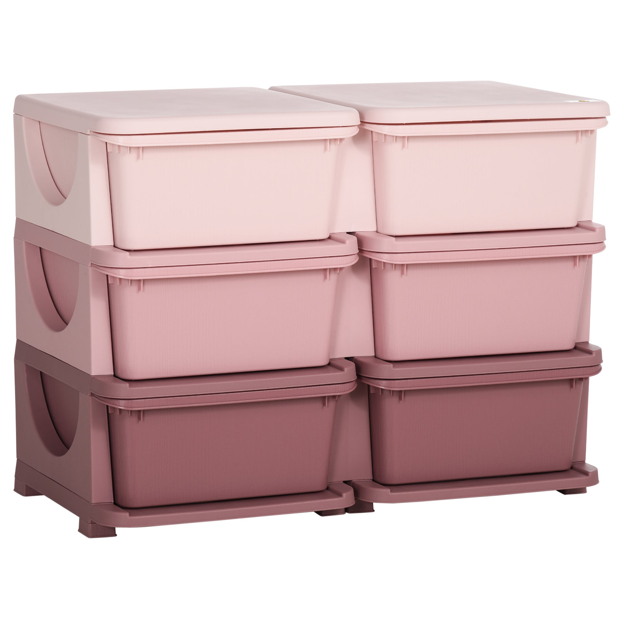 Qaba 3 Tier Kids Storage Unit, 6 Drawer Chest Toy Organizer Plastic Bins for Kids Bedroom Nursery Kindergarten Living Room fo