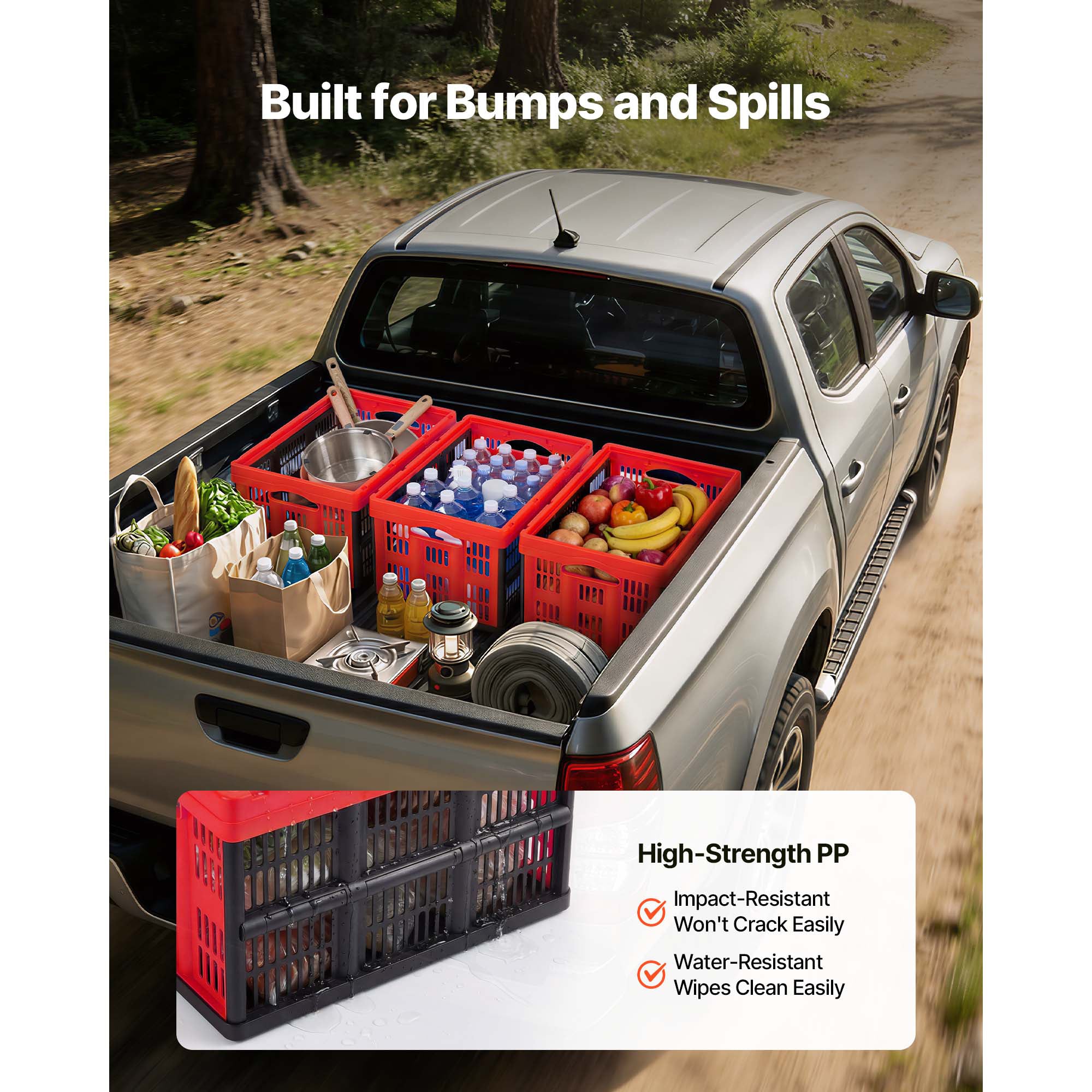 Plastic Collapsible Storage Bins, 32L 3 Packs, Stackable Folding Storage Crates with Handles, Holds 26 lbs Per Bin, Foldable Heavy Duty Containers, Space-Saving Baskets, for Home Organizing - Grand Goldman Shop