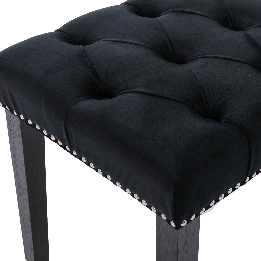 Heng Ming Upholstered Tufted Bench Ottoman , Velvet Dining Bench Bedroom Bench  Footrest Stool Accent Bench for Entryway Dining Room Living Room, Black - Grand Goldman Shop