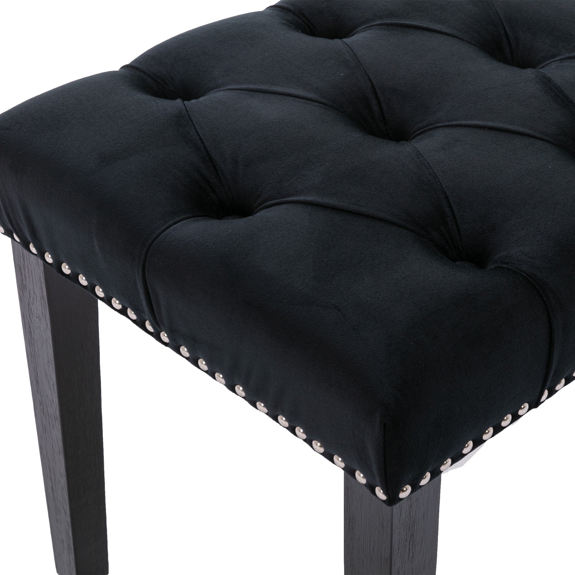 Heng Ming Upholstered Tufted Bench Ottoman , Velvet Dining Bench Bedroom Bench  Footrest Stool Accent Bench for Entryway Dining Room Living Room, Black - Grand Goldman Shop