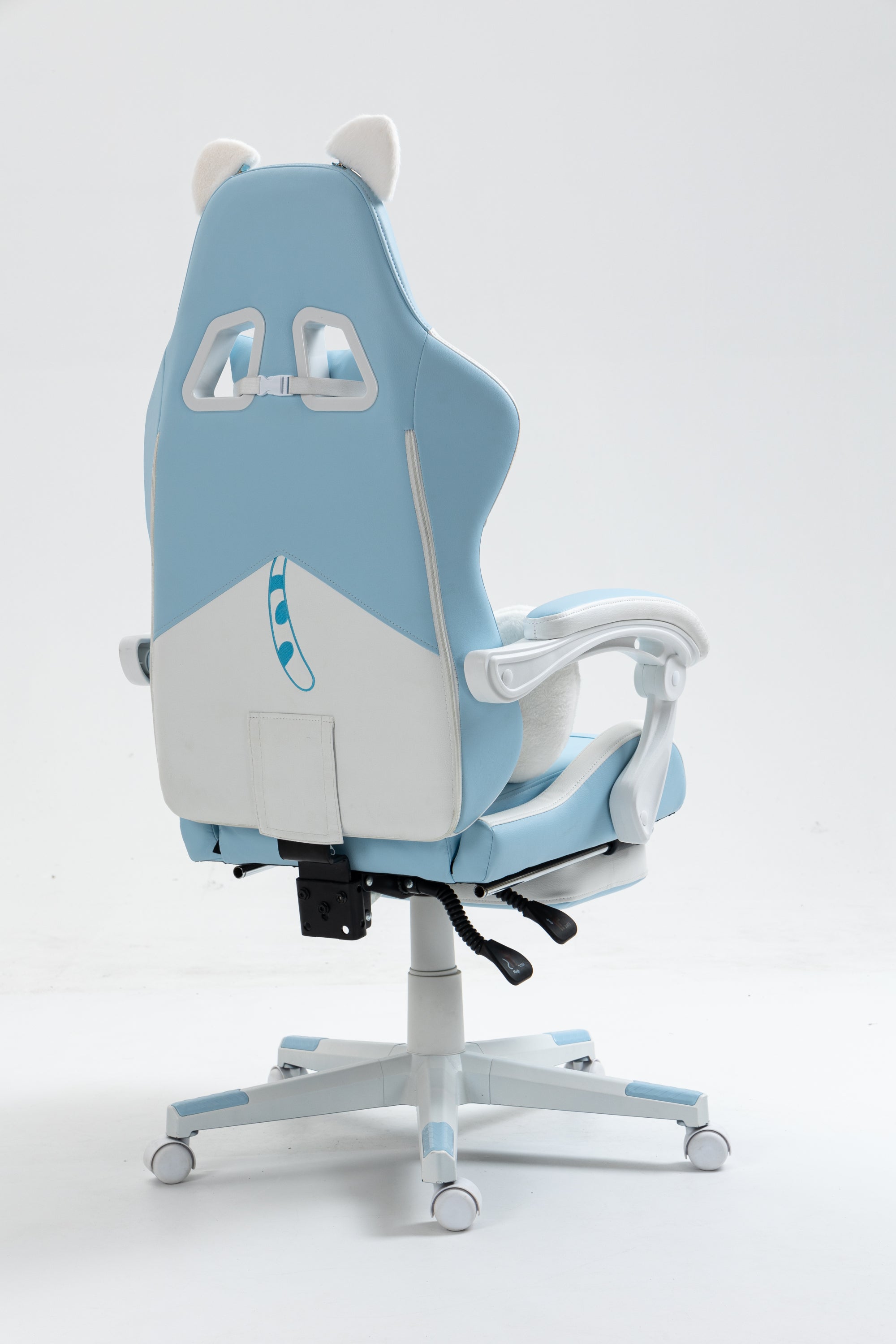 Cat Ears Gaming Chair - Ergonomic PU Leather Office Chair, Cute Chair with Footrest for Adult 310lbs Capacity, 90°-155° Recli