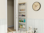 Behind The Door 69' Tall Bookcase with 4 Shelves and 5 hooks,  Space-Saving Narrow storage cabinet for Living Room, Children's Room, Study Room, Kitchen, Corridor-Antique White - Grand Goldman Shop