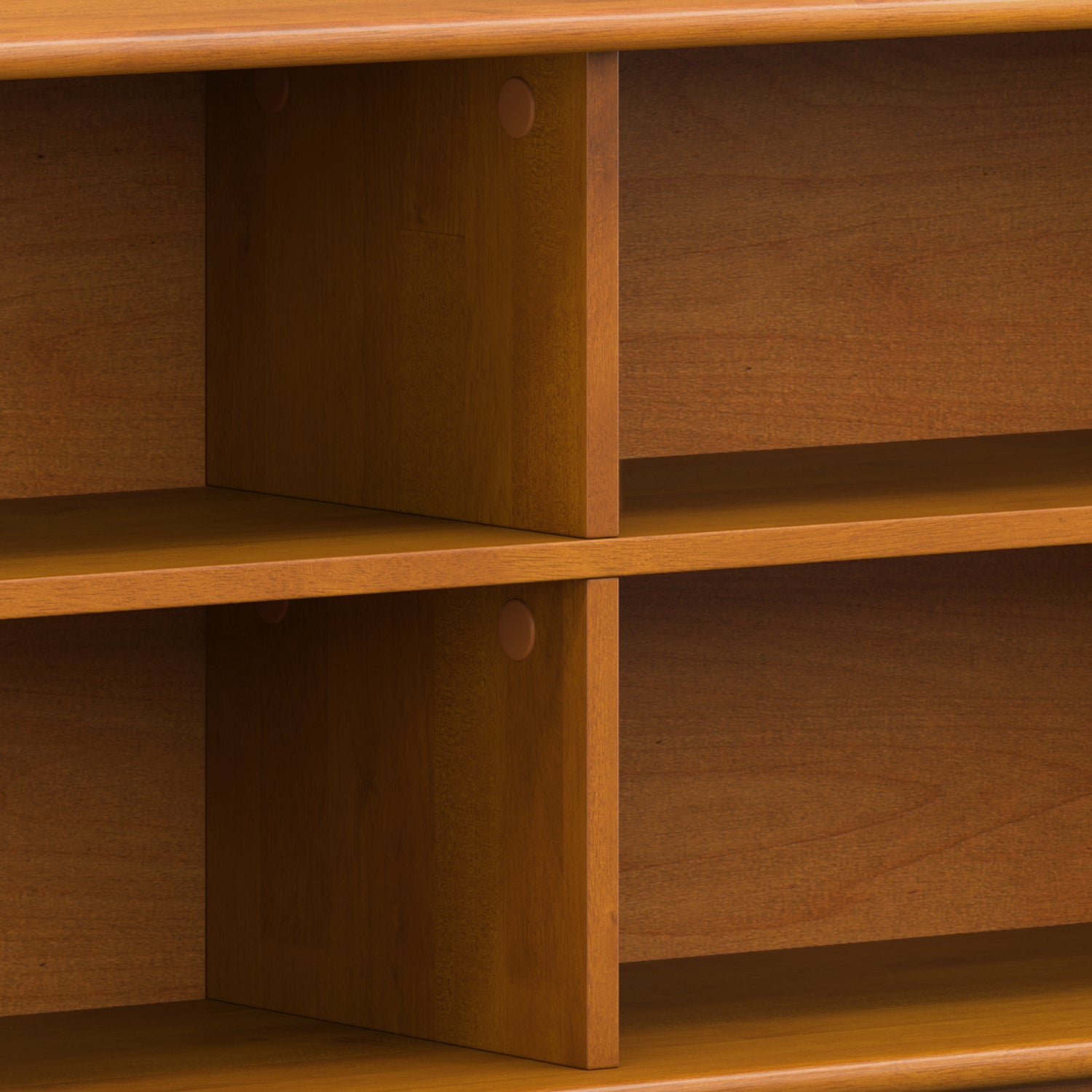 Draper Low Bookcase in Teak Brown: Mid-Century Modern Solid Wood Storage Unit with 4 Open Shelves, 14D x 64W x 30H | Premium 
