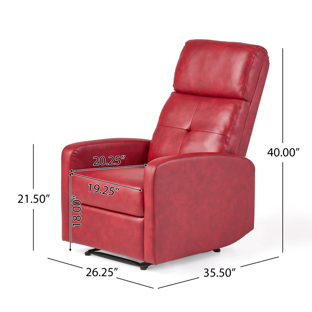 Contemporary Red PU Recliner Chair with Lever Mechanism - Grand Goldman Shop