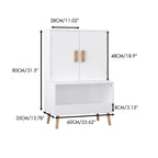 Kids Toy Storage Cabinet with Doors and Open Shelf, White Modern Wooden Organizer with Natural Wood Legs, Toddler Bookshelf f