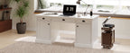 67' Modern Executive Desk,Computer Desk with 2 Wooden Doors Storage Cabinet and 3 Drawers, Rectangle Home Office Desk  ,Readi