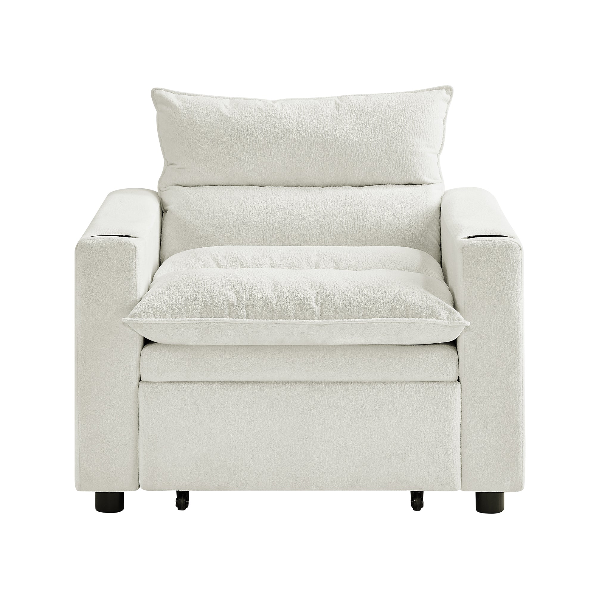 Sleeper Sofa Chair Bed, Convertible Sofa Chair 3-in-1, Adjustable Sleeper Chair Pullout Sofa Bed with Modern Velvet Fabric for Living Room Apartment Small Space, Beige - Grand Goldman Shop