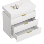 Nightstand with Charging Station and LED Lights,Night Stand with Sliding Top for Bedroom,Bedside Table with Drawers,Modern End Side Table,White.28.8''W x 17''D x 30.5''H. - Grand Goldman Shop