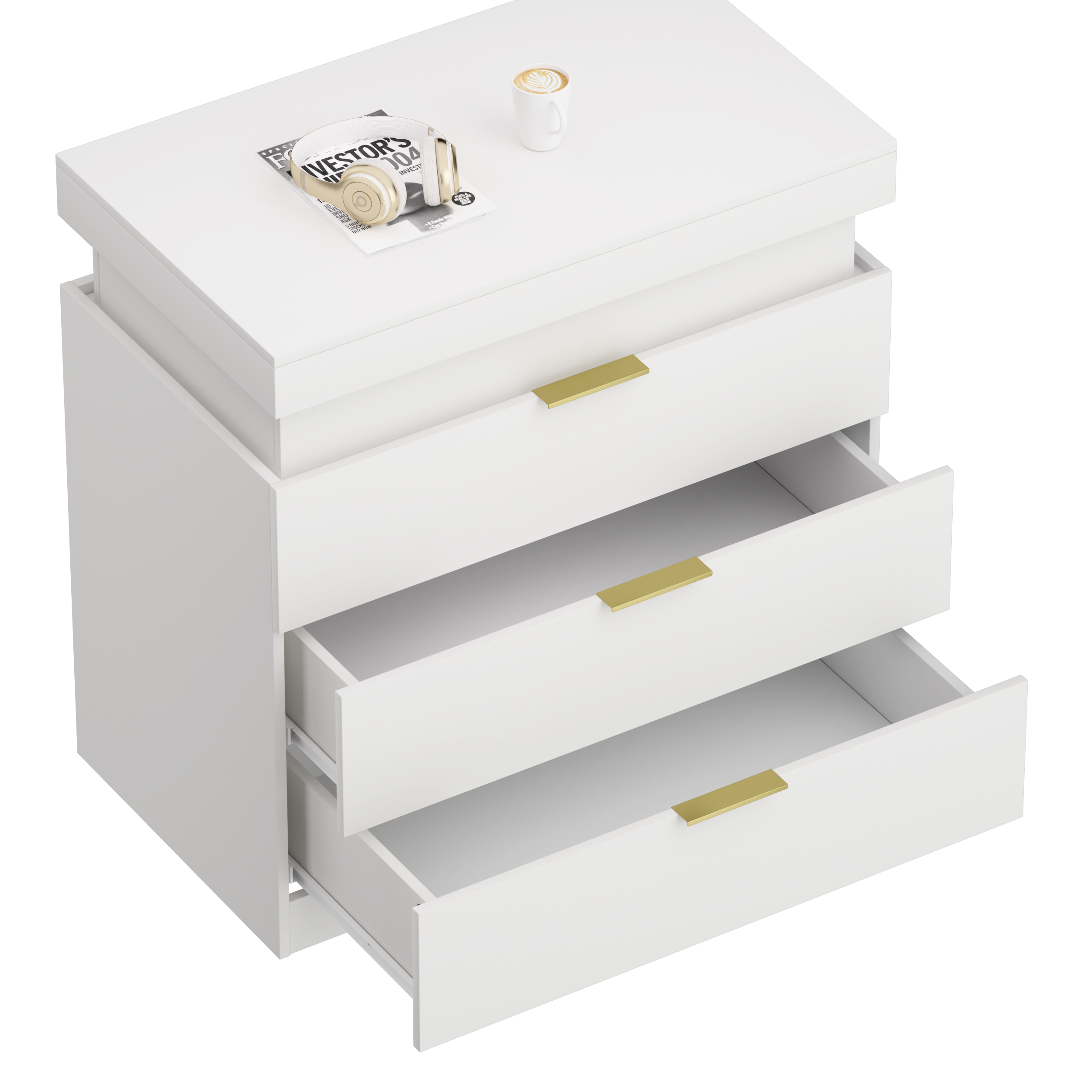 Nightstand with Charging Station and LED Lights,Night Stand with Sliding Top for Bedroom,Bedside Table with Drawers,Modern End Side Table,White.28.8''W x 17''D x 30.5''H. - Grand Goldman Shop