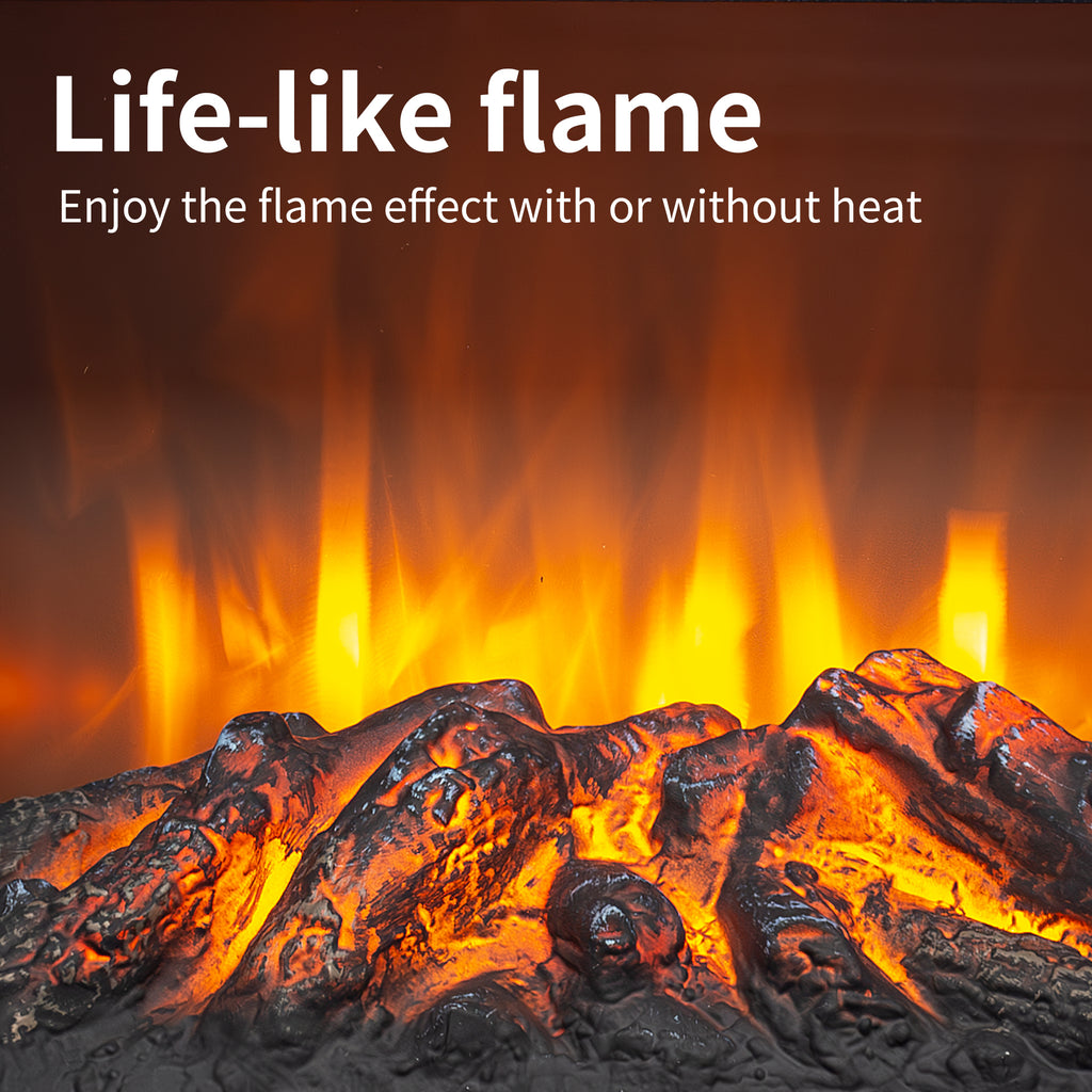 18 inch Freestanding Electric Fireplace Stove heater with 3D Flame effect,Black - Grand Goldman Shop