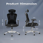 Office Chair Ergonomic Desk Chair, High Back Computer Chair with Wheels, Home Sutdy Chair for Heavy People, Office Chair Adju