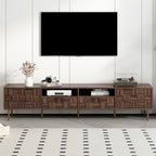 Mid Century TV Stand with 2 Drawers in Dark Brown, Media Console Table for TVs up to 85'', Made of Particle Board and MDF, 78.7'' x 15.7'' x 17.7'' - Grand Goldman Shop