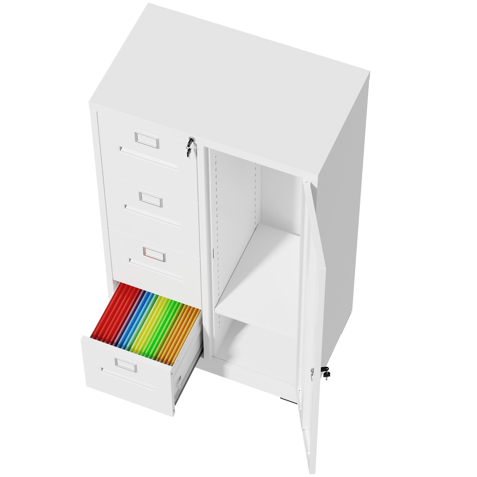 Metal Storage Vertical Filing Cabinet with Lock, Steel File Locker with 4 Drawers and 1 door for School, Living Room, Bedroom