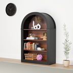 Bookcase, 4-Shelf Tall Bookshelf, 45.66' Wood Open Display Floor Arched Bookcase, Large Storage Organizer for Library, Bedroom, and Living Room (Black) - Grand Goldman Shop